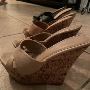 Slip on Platform Mule Cork Wedge Lot of 3